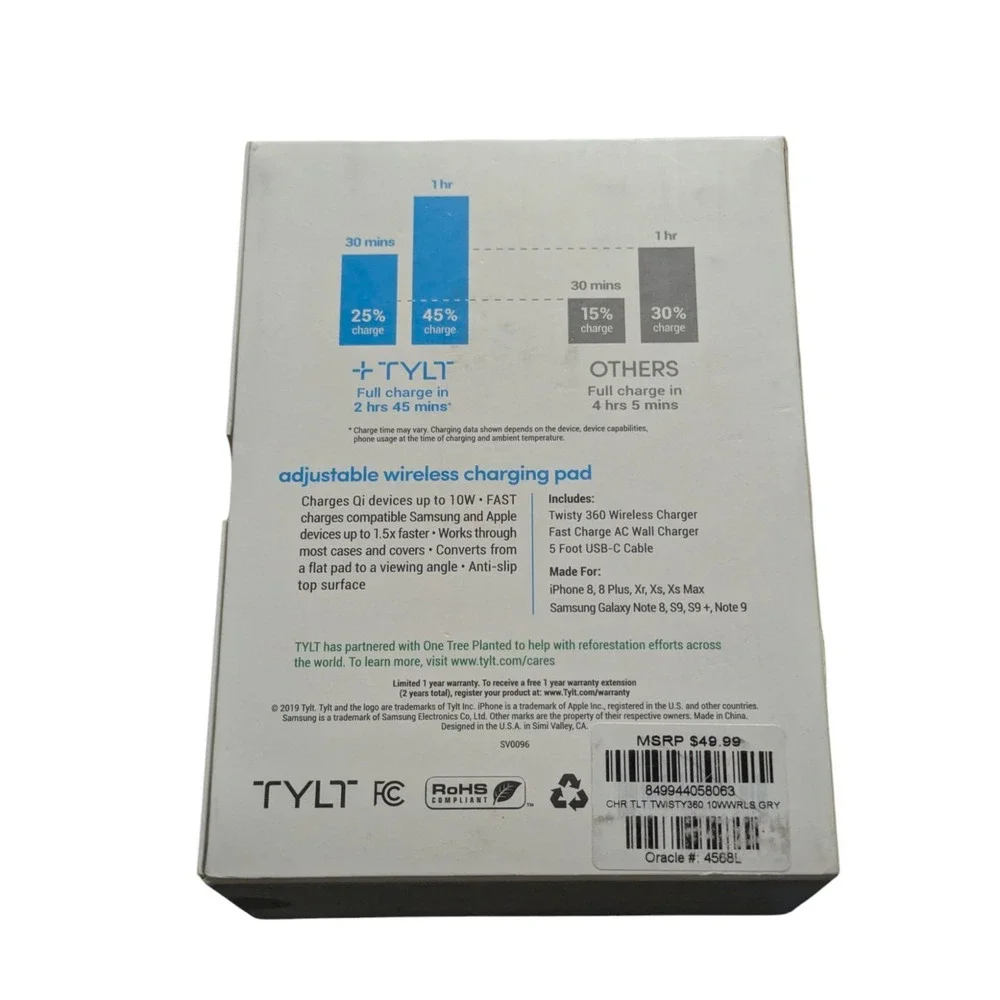 R6.N TYLT - Twisty 360 10W‎ Qi Adjustable Fast Charge Wireless Charging Pad Gray